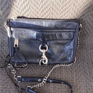 Rebecca Minkoff Black Leather Mini Mac Chain Crossbody Bag